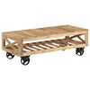 vidaXL Couchtisch mit R&auml;dern Massivholz Mango 110x50x37 cm