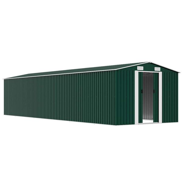 vidaXL Ger&auml;tehaus Gr&uuml;n 257x990x181 cm Verzinkter Stahl