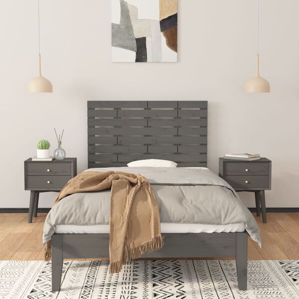 vidaXL Wand-Kopfteil Grau 81x3x63 cm Massivholz Kiefer