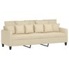 vidaXL 3-tlg. Sofagarnitur mit Kissen Creme Stoff