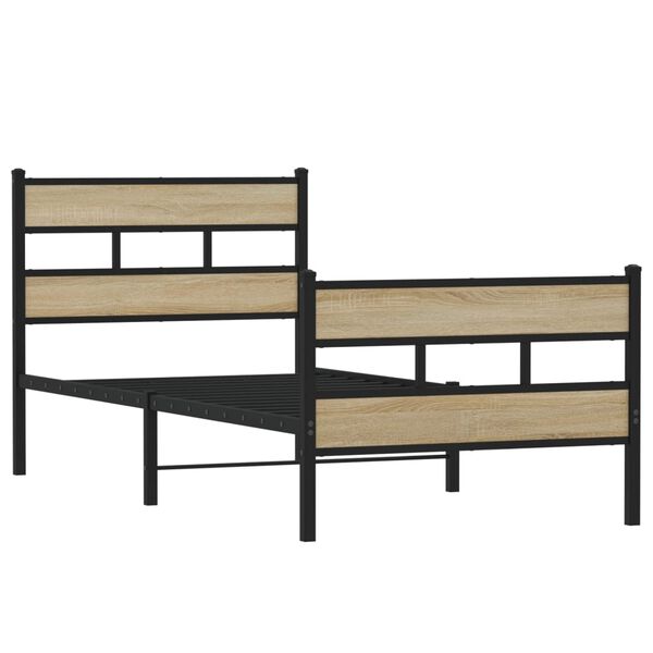 vidaXL Metallbett ohne Matratze Sonoma-Eiche 100x190 cm
