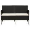 vidaXL Gartensofa 3-Sitzer mit Kissen Schwarz Poly Rattan