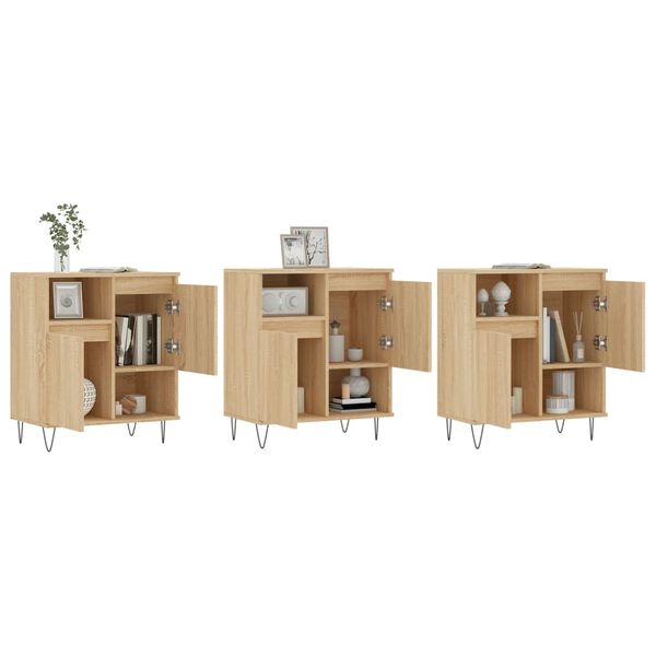 vidaXL Sideboards 3 Stk. Sonoma-Eiche Holzwerkstoff
