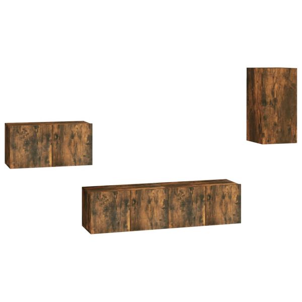 vidaXL 4-tlg. TV-Schrank-Set R&auml;uchereiche Holzwerkstoff