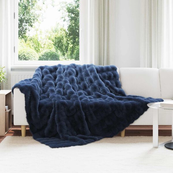 vidaXL Kunstfell Kaninchenfell Decke 4 pcs Marineblau 220 x 240 cm