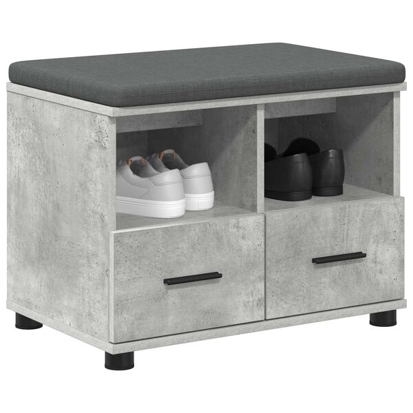 vidaXL Flurbank Beton Grau 60 x 38 x 46 cm Spanplatte und Polsterstoff