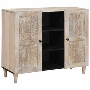 vidaXL Sideboard Bleached White 90 x 33 x 75 cm Massivholz Mango