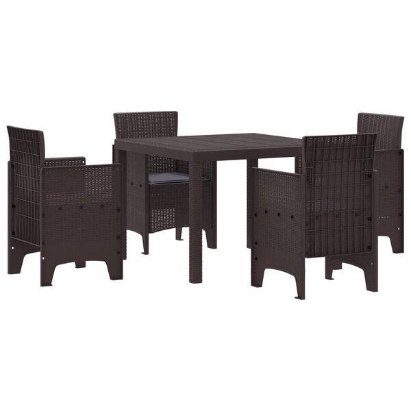 vidaXL Garten Essgruppe 5 pcs Braun Polt Rattan
