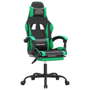 vidaXL Gaming-Stuhl mit Fu&szlig;st&uuml;tze Schwarz und Gr&uuml;n Kunstleder