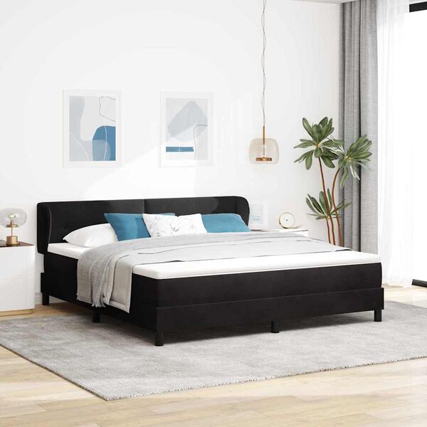 vidaXL Boxspringbett mit Matratze Schwarz 180 x 200 cm Samt