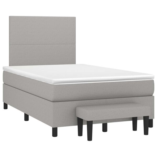 vidaXL Boxspringbett mit Matratze Hellgrau 120x200 cm Stoff