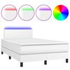 vidaXL Boxspringbett mit Matratze & LED Wei&szlig; 120x200 cm Kunstleder