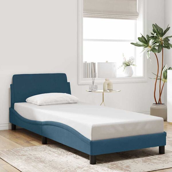 vidaXL Bettgestell mit Kopfteil "Dover" Blau 90x190 cm Samt