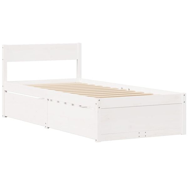vidaXL Massivholzbett ohne Matratze Wei&szlig; 90x200 cm Kiefernholz