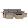 vidaXL 7-tlg. Garten-Sofagarnitur mit Kissen Beige Poly Rattan