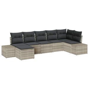 vidaXL Gartensofa-set 7 stk. Hellgrau Poly-Rattan
