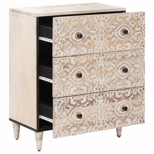 vidaXL Aufbewahrungs-Sideboard Wei&szlig; 60 x 33,5 x 75 cm Massivholz Mango