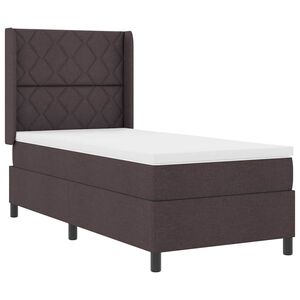 vidaXL LED Boxspringbett mit Matratze Dunkelbraun 100 x 200 cm Stoff
