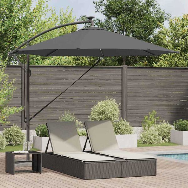 vidaXL Sonnenschirm mit LED-Lichtleisten Anthrazit 294 x 294 x 248 cm