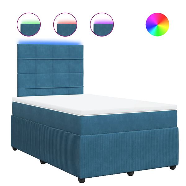 vidaXL Boxspringbett mit Matratze Blau 120x200 cm Samt