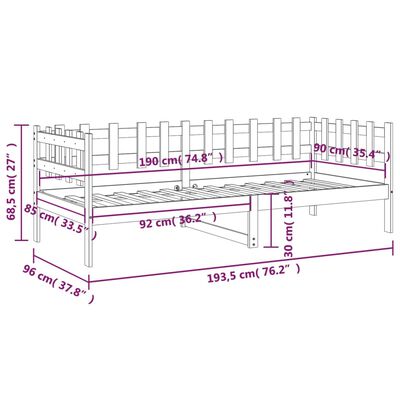 vidaXL Tagesbett Grau 90x190 cm Massivholz Kiefer