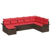 vidaXL Gartensofa-set 8 stk. Braun und Rot Poly-Rattan