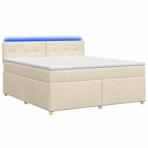vidaXL Boxspringbett mit Matratze Creme 140 x 190 cm Stoff