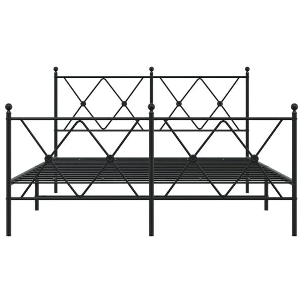 vidaXL Bettgestell mit Kopf- und Fu&szlig;teil Metall Schwarz 140x200 cm