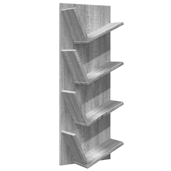 vidaXL Wand-B&uuml;cherregal mit 4 F&auml;chern Grau Sonoma 33x16x90 cm