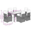 vidaXL 7-tlg. Garten-Essgruppe mit Kissen Grau Poly Rattan