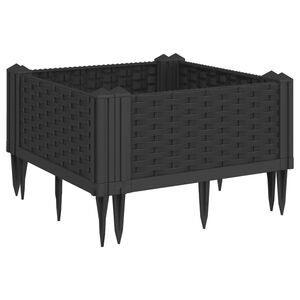 vidaXL Pflanzkasten mit Erdspie&szlig;en Schwarz 42,5x42,5x28,5 cm PP