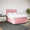 vidaXL Boxspringbett mit Matratze Rosa 140x200 cm Samt