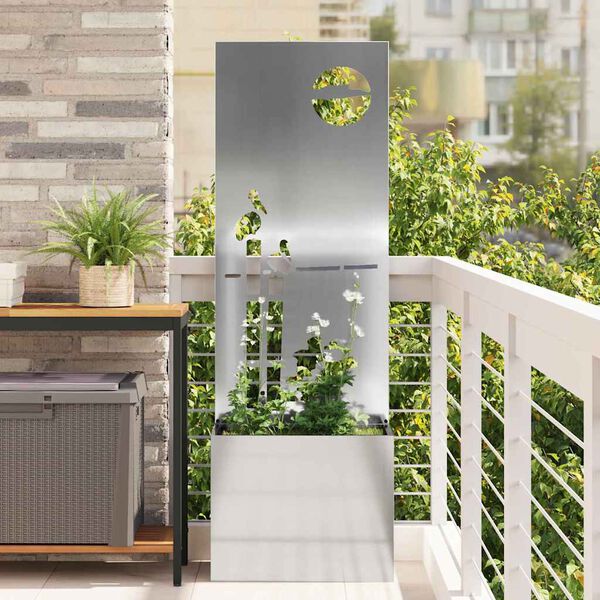 vidaXL Garten Sichtschutz-Leinwand Silber 50 x 140 cm Verzinkter Stahl