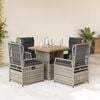 vidaXL 5-tlg. Garten-Essgruppe mit Kissen Grau Poly Rattan
