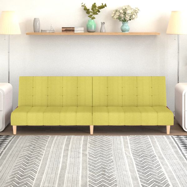 vidaXL Schlafsofa 2-Sitzer Gr&uuml;n Stoff