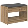 vidaXL Flurbank mit Kissen mit Regal Artisan-Eiche 63 x 38 x 45 cm