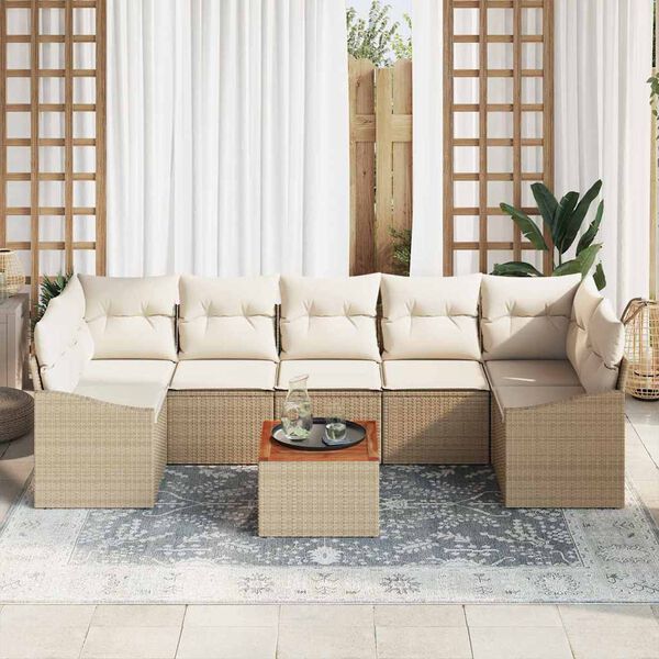 vidaXL Garten-Sofa-Set 8 pcs Beige und Wei&szlig;