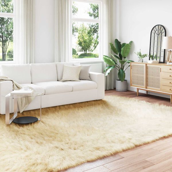 vidaXL Kunstschaffell Teppich Tafalla Creme 200 x 280 cm Polyester