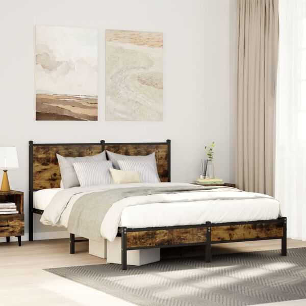 vidaXL Metallbett ohne Matratze R&auml;uchereiche 150x200 cm