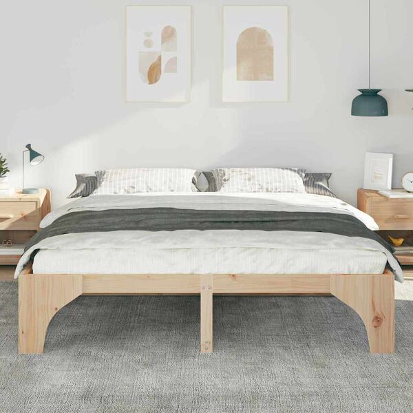vidaXL Bettrahmen Braun 180 x 200 cm Massives Kiefernholz