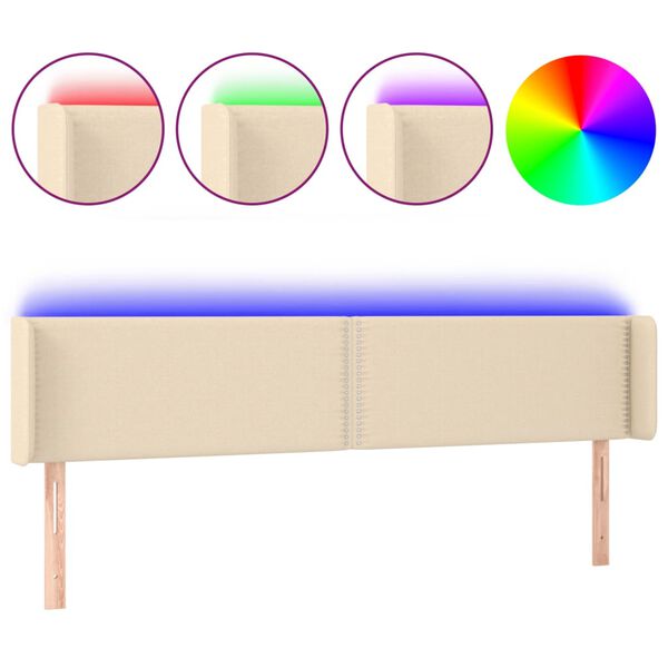 vidaXL LED Kopfteil Creme 163x16x78/88 cm Stoff
