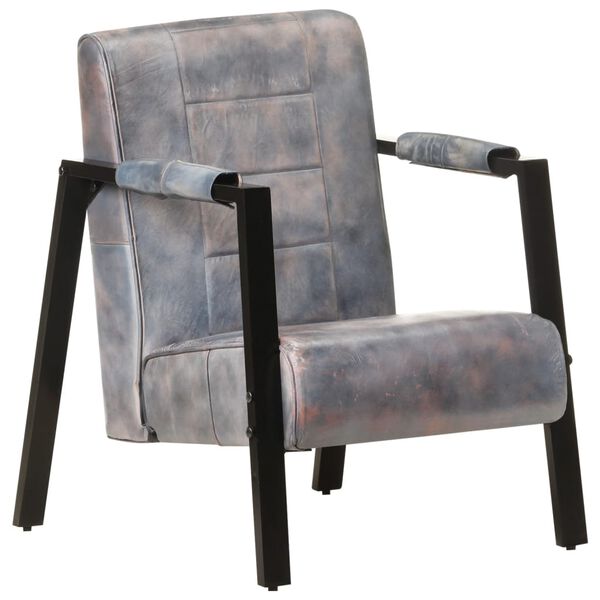 vidaXL Sessel 60x80x87 cm Grau Echtes Ziegenleder
