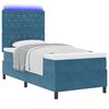 vidaXL LED Boxspringbett mit Matratze Dunkelblau 90 x 190 cm Stoff