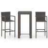 vidaXL 3-tlg. Garten-Bar-Set mit Armlehnen Poly Rattan Grau