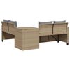 vidaXL Gartensofa in L-Form mit Tisch und Kissen Beige Poly Rattan