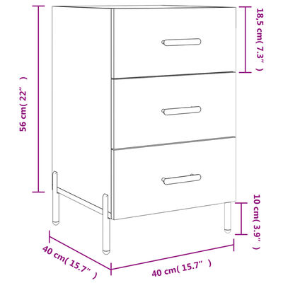 vidaXL Nachttisch Hochglanz-Weiß 40x40x66 cm Holzwerkstoff