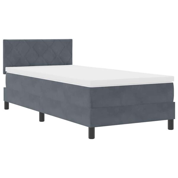 vidaXL Boxspringbett mit Matratze Dunkelgrau 90 x 190 cm Samt