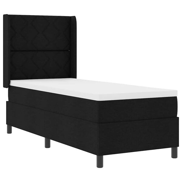 vidaXL LED Boxspringbett mit Matratze Schwarz 80 x 200 cm Stoff