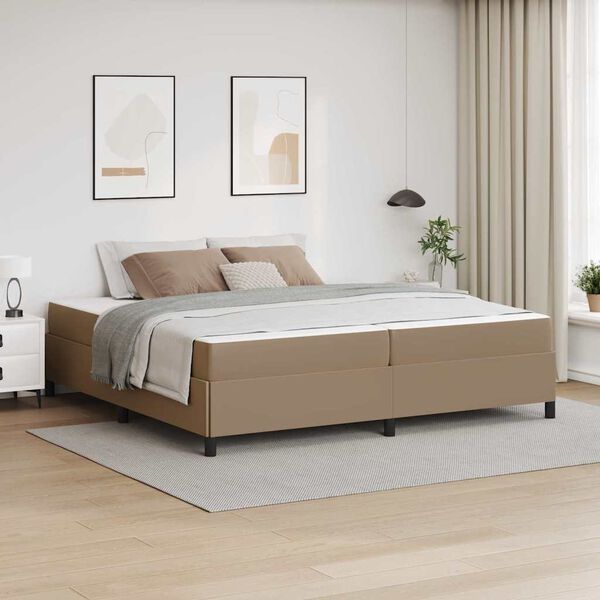 vidaXL Bettrahmen mit Matratze Cappuccino 200 x 200 cm Stoff