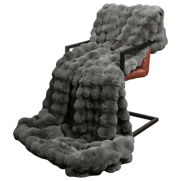 vidaXL Kunstfell Kaninchenfell Decke 4 pcs Dunkelgrau 240 x 270 cm